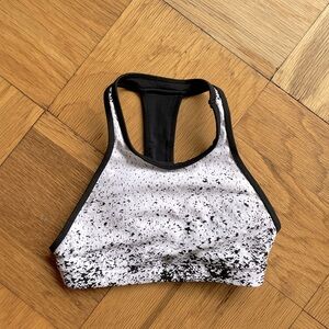 Koral black/white woven high neck racerback sports bra XS EUC